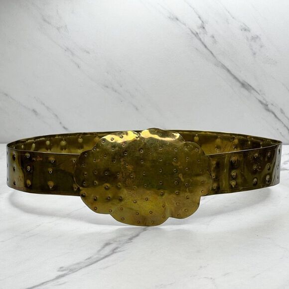 Vintage Handmade Gold Tone Hammered Belt ✨ - Picture 1 of 12